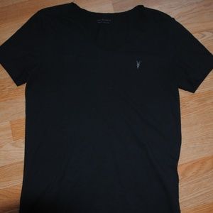 allsaints tonic scoop tee jet black cotton shirt